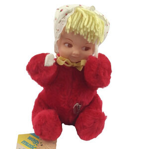 VTG 1981 Eden Waggie Musical Baby Doll Plush Red Toy Wind Up w/ Tags Moves WORKS